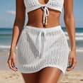 thumbnail image 2 of Tfken Women Skirts For Summer Drawstring Solid Color Knitted Mini Skirts Trendy Cover Up Female Comfortable Clothes White, 2 of 4