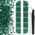 thumbnail image 1 of Diamantes de imitación para uñas, 2000 Uds., 1,5-6mm, cristal, verde oscuro, redondo, con parte posterior plana, diamantes brillantes para manualidades DIY, arte de uñas, 1 of 5