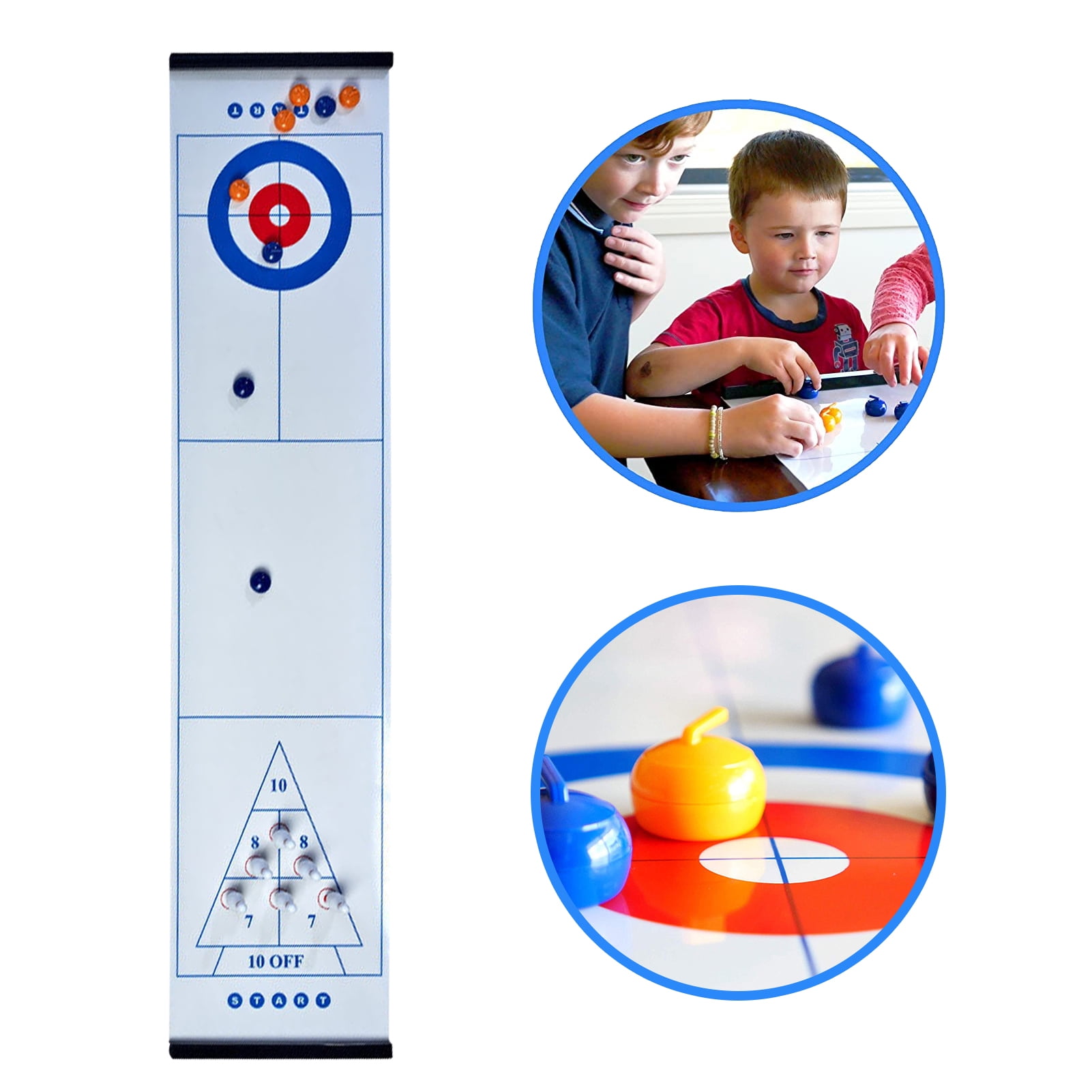 Curling Game and Bowling Set Portable Family Games for Home& School &Travel N/Q 3 in 1Table Top Shuffleboard Compact Curling Game for Storage Gift for Child Age 6 and Up 