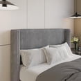 thumbnail image 2 of Home Design Lenox Twin Upholstered Wingback Headboard, Soft Corduroy, Gray, Easy to Assemble, 2 of 8