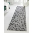 thumbnail image 3 of Unique Loom Floral Shag Collection Area Rug - Carved (2' x 6' 9" Runner Light Gray and Gray), 3 of 10