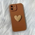 thumbnail image 5 of Cute 3D Love Heart Phone Case for iPhone 11 6.1 inch with Anti-Fall Lens Cameras Cover Protection Slim Dustproof Protective Cover Aesthetic Design for Women Girls, Brown, 5 of 17