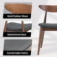 thumbnail image 5 of Set of 2 Retro Rubberwood Dining Chairs with Ergonomic Back Support and Plush Cushions for Kitchen Table Seating, Walnut and Charcoal Finish, 5 of 9