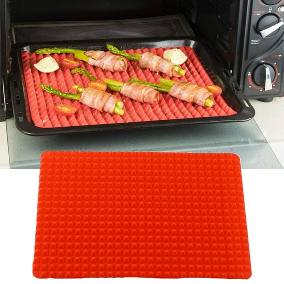 D-GROEE Silicone Pyramid Pan,15.4x 10.6inches Large Red Pyramid Baking Mat, Cooking Pan Oven Tray Baking Sheet Pastry Cooking Mat