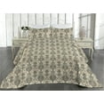 thumbnail image 2 of Ambesonne Floral Quilted Bedspread Set 3 Pcs, Oriental Vibe Flower Artwork, Queen, Ceil Blue Chestnut Brown, 2 of 4
