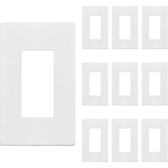 ENERLITES Screwless Wall Plate, Decorator Switch Covers, 1-Gang, Polycarbonate Thermoplastic, White (10 Pack)