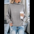 thumbnail image 4 of Suéter de Larga con Cuello Alto y Mangas Abullonadas para Mujer, de Color Liso, para Invierno y Otoño Gris M, 4 of 7