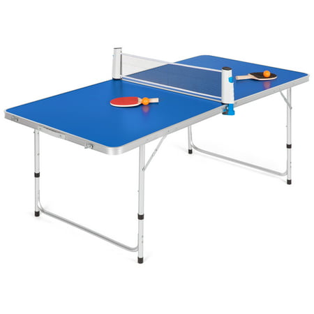 Best Choice Products 58in Indoor Outdoor Portable Folding Ping Pong Table Tennis Game Set w/ 2 Balls, 2 Paddles, Net,  Built-In Handles -