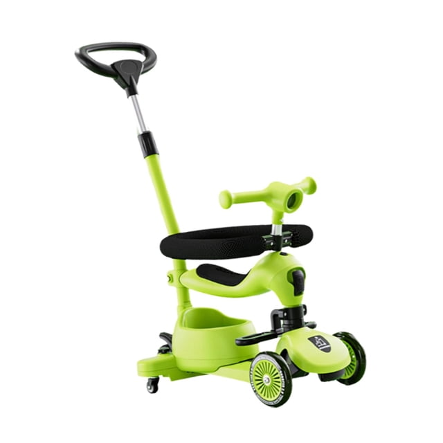 Patinete de empuje, patinete de entrenamiento de equilibrio con altura ajustable, patinete de gran capacidad de carga para niños, patinete para niños Verde