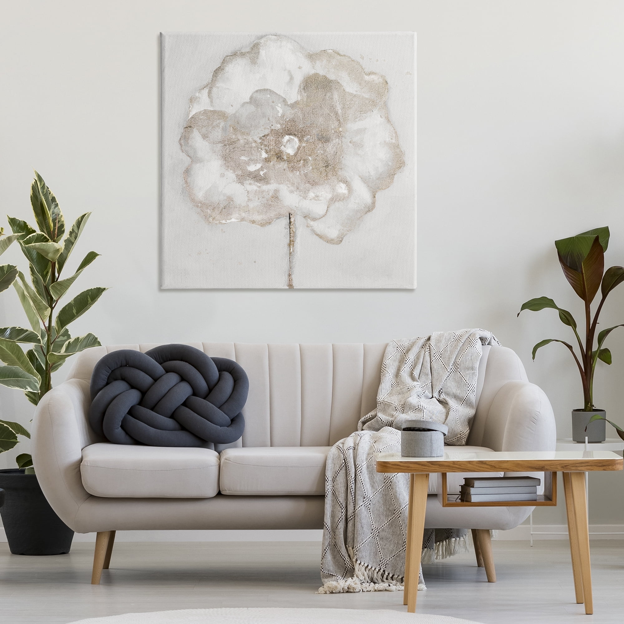 Stupell Industries Gilded Flower Blossoms Botanical & Floral Painting Gallery Wrapped Canvas Art Print Wall Art, 36 x 36