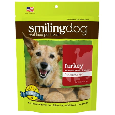 UPC: 0718122580293 | Herbsmith Smiling Dog Treats – Freeze Dried Raw Turkey  Sweet Potato  & Ginger – That’s 100% it – Gluten + Grain Free – A – 2.5 Ounce