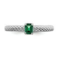 thumbnail image 4 of Sterling Silver Stackable Expressions 0.20 Ct. Created Emerald Single Stone Ring Size 7, 4 of 5