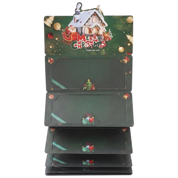 Gnoradne Christmas Surprise Party Red Envelope Money Box with 10 Slots,Surprise Watercolor Foldable Cash Gift Card Booklet,Xmas Money Gift Cards Envelope for Cash Gift Holders,Xmas Party Supplies