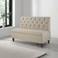 thumbnail image 4 of 53 Inches Button Tufted Fabric Storage Bench with Turned Legs Beige - Saltoro Sherpi, 4 of 5