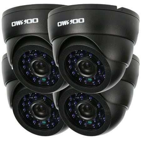 OWSOO 800TVL CCTV Security Surveillance Kit 4*Indoor Camera + 4*60ft Cable 3.6mm 24LEDs IR-CUT Night View Plug and Play (Power Plug: 1=EU / 2=US / 3=UK / (Best Home Security Camera System Uk)