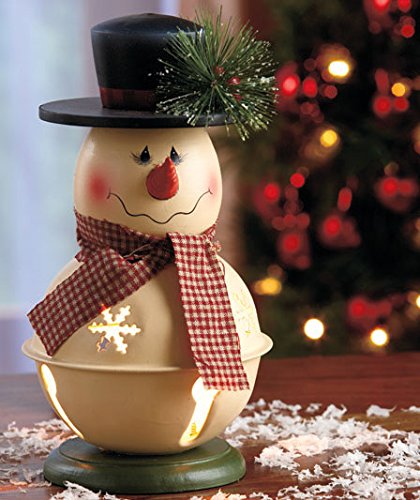 Lighted Bell Snowmen with Top Hat by 