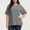 1#Gray, variant on Women's Tops Casual Solid Color Comfortable Loose Ruffle Lotus Flare Tiered Sleeve Top Blouse Navy,Size 2XL