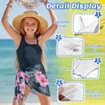 thumbnail image 5 of SEANATIVE Girls One-Piece Bathing Suit with Mesh Wrap Skirt Swimsuit Back Cutout Design Swimwear Trendy Swimsuits for Teen Kid Young Girls, Size 11-12, Pink Hibiscus Flower Dark Teal, 5 of 7