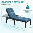 thumbnail image 3 of AECOJOY 2PCS Patio Rattan Lounge Chair Chaise Recliner Back Adjustable Cushioned Blue, 3 of 9