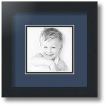 ArtToFrames Collage Photo Picture Frame with 1 - 5x5 Openings, Framed in Black with Midnight Blue and Black Mats (CDM-3926-301)