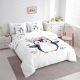 thumbnail image 3 of Feelyou Cartoon Penguin Animal Bedding Comforter Set 7pcs, Groovy Floral Full Bedding Set, 3 of 8
