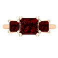 thumbnail image 2 of Dazzlingrock Collection Princess Garnet 3 Stone Engagement Ring for Women (Color Red, Clarity Moderately Included) in 10K Rose Gold, Size 9.5, 2 of 4