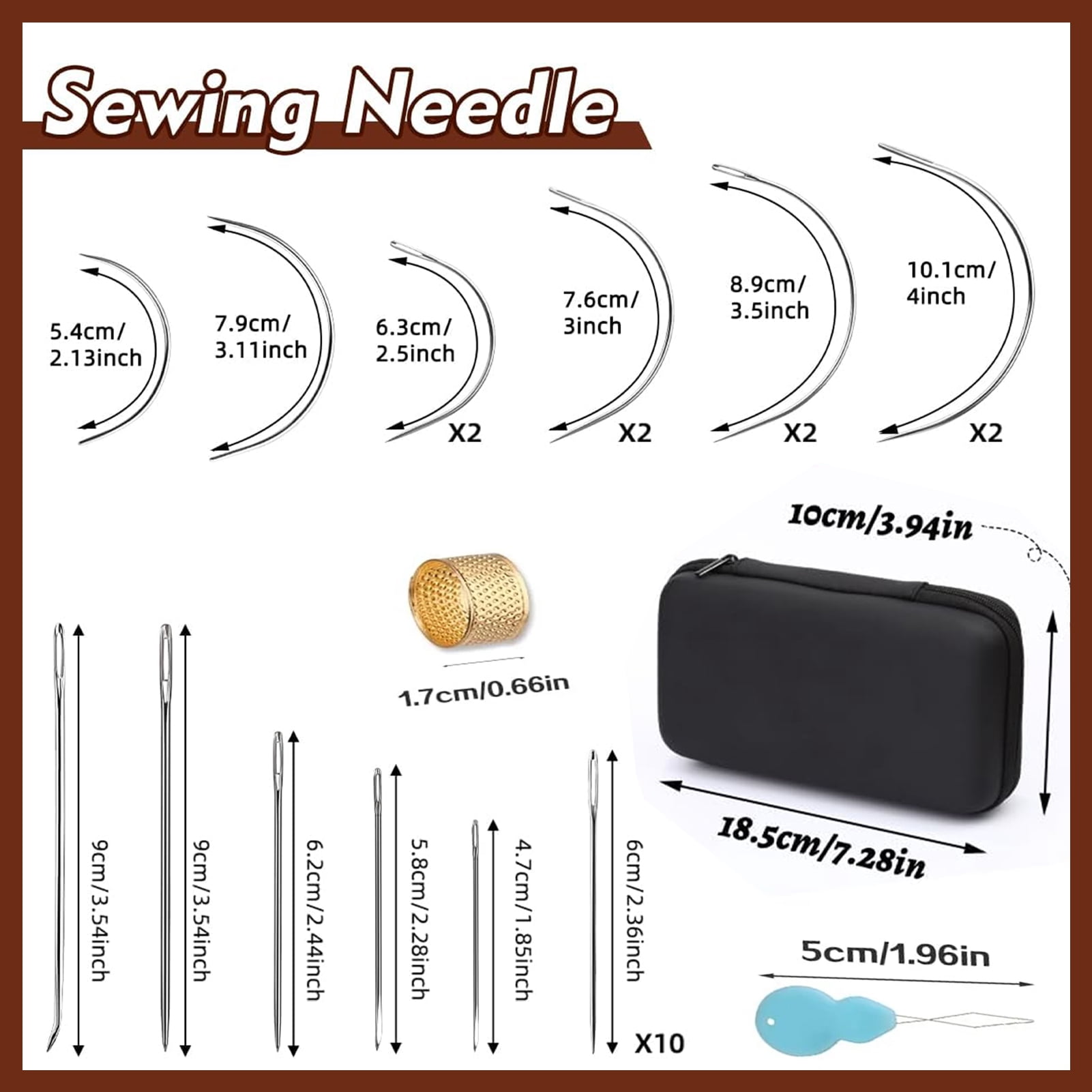GMZW Heavy Duty Sewing Kit, 48pcs Needle and Thread Kit with Upholstery Thread Needles Sewing Awl Seam Ripper, Upholstery Repair Sewing Kit for Car Seats Carpets Shoes Backpacks DIY Crafting