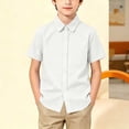 thumbnail image 2 of SHTXOZHI Boys Button Down Shirts Collared Neck Short Sleeve Tops Comfortable School Uniform Tees for Kids, 2 of 9
