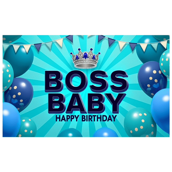 Decorative Design Banner Balloons Boss Baby Theme Crown Decoration for Birthday Party Celebration Indoor Decoration