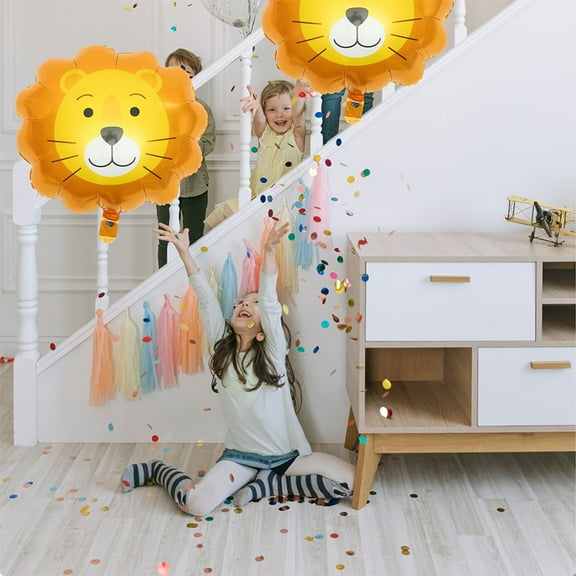 IBASETOY Lion Balloons Yellow Aluminum Film for Decor Fine Craftsmanship and Vivid Design 10Pcs