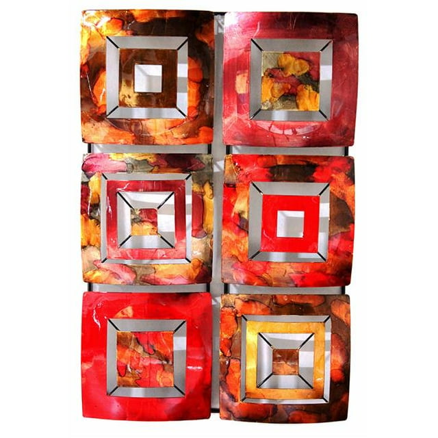 Heather Ann Creations W08889-240 Tabitha Vertical 6-Panel Metal Wall Decor - Multi-Color
