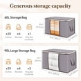 thumbnail image 2 of 6 Pack Clothes Storage, Foldable Storage And Organization, Storage Bins With Lids, Blanket Storage With Clear Window, Closet Storage With Reinforced Handles For Clothing, Bedding, Light Gray, 2 of 8
