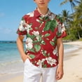 thumbnail image 6 of NIEWTR Boys Linen Shirt Collar Short Sleeve Button Down Shirts Textured Summer Beach Tops 3T 4T 5T 6T 7T Kids Clothes(A-Red,5-6 Years), 6 of 6
