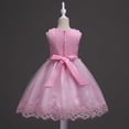 thumbnail image 4 of qucoqpe Kids Ruffle Puffy Dresses Princess Lace Tulles Bow Pleated Formal Party Birthday Wedding Mini Flowers Girl Dresses, 4 of 6