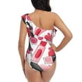 thumbnail image 5 of Sikiie Makeup Print Women One Piece Swimsuits Tummy Control One Shoulder Bathing Suits Ruffle Swimwear, From S to XXL-Large, 5 of 6