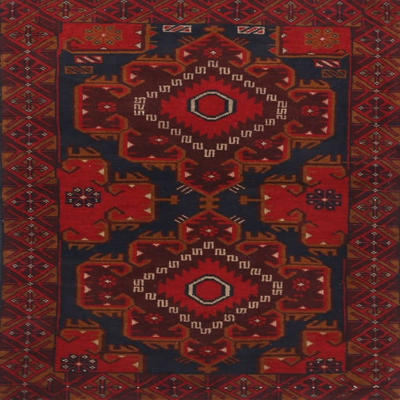Ahgly Company Indoor Square Traditional Red Persian Area Rugs, 7' Square