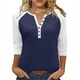 thumbnail image 3 of Blusas para mujer,Camiseta raglán con cuello en V para mujer, manga 3/4, blusa informal de cuello redondo para estar en casa, sopatenor, 3 of 9