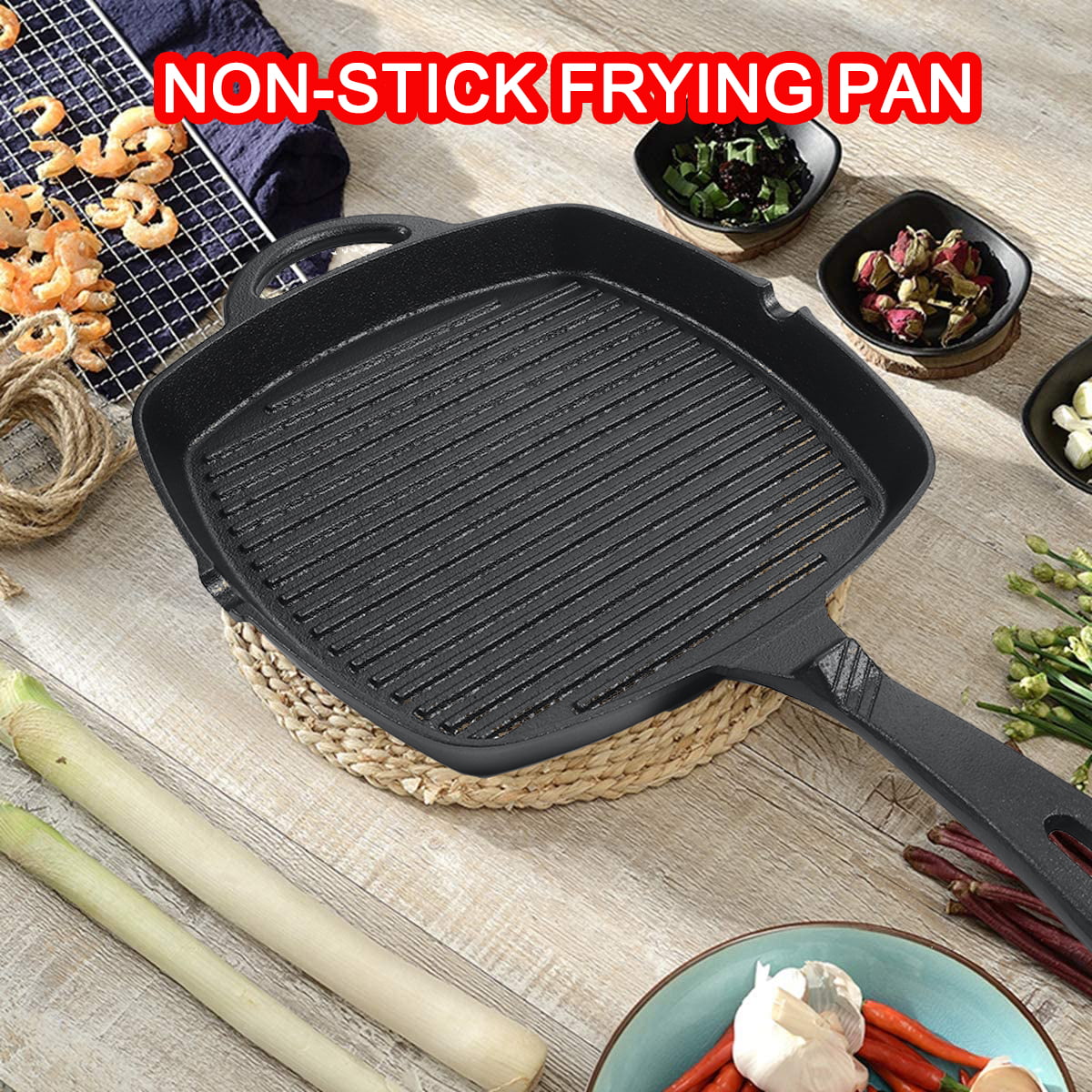 Grill Pan Gas Stove Square Aluminum Grill Pan With Handle Griddle Nonstick  Coating Pan for Stove top Whatever Pan Deep Grill Frying Skillet Grilling