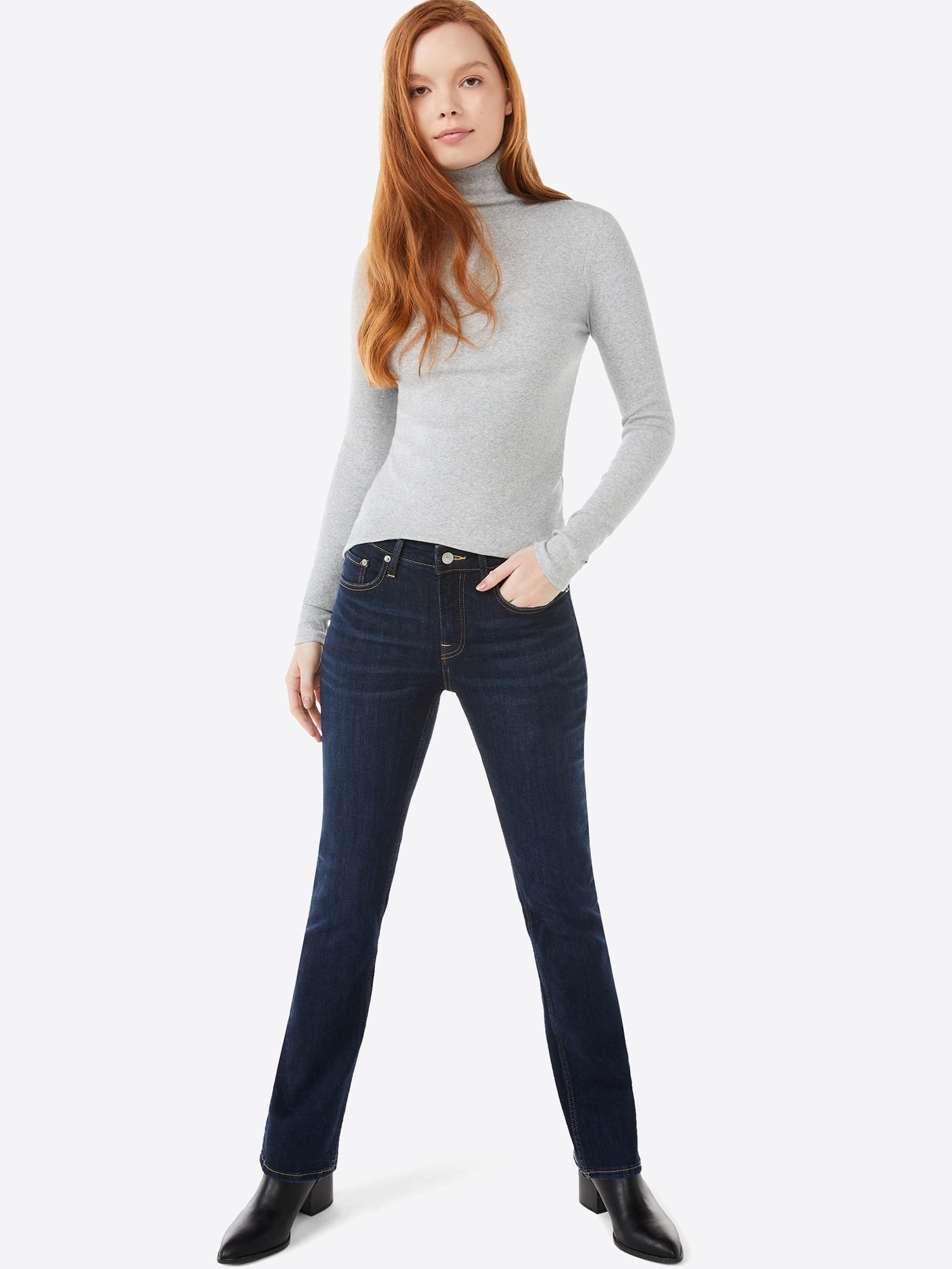 Free Assembly Women's Fine Rib Turtleneck Sweater, Lightweight