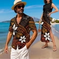 thumbnail image 2 of Jeiento Polynesia Flowers Matching Hawaiian Outfits for Couples Mens Summer Shirts Plus Size Floral Dress Men Button Down Shirt Sleeveless Dress for Women Coupleoutfits, 2 of 6