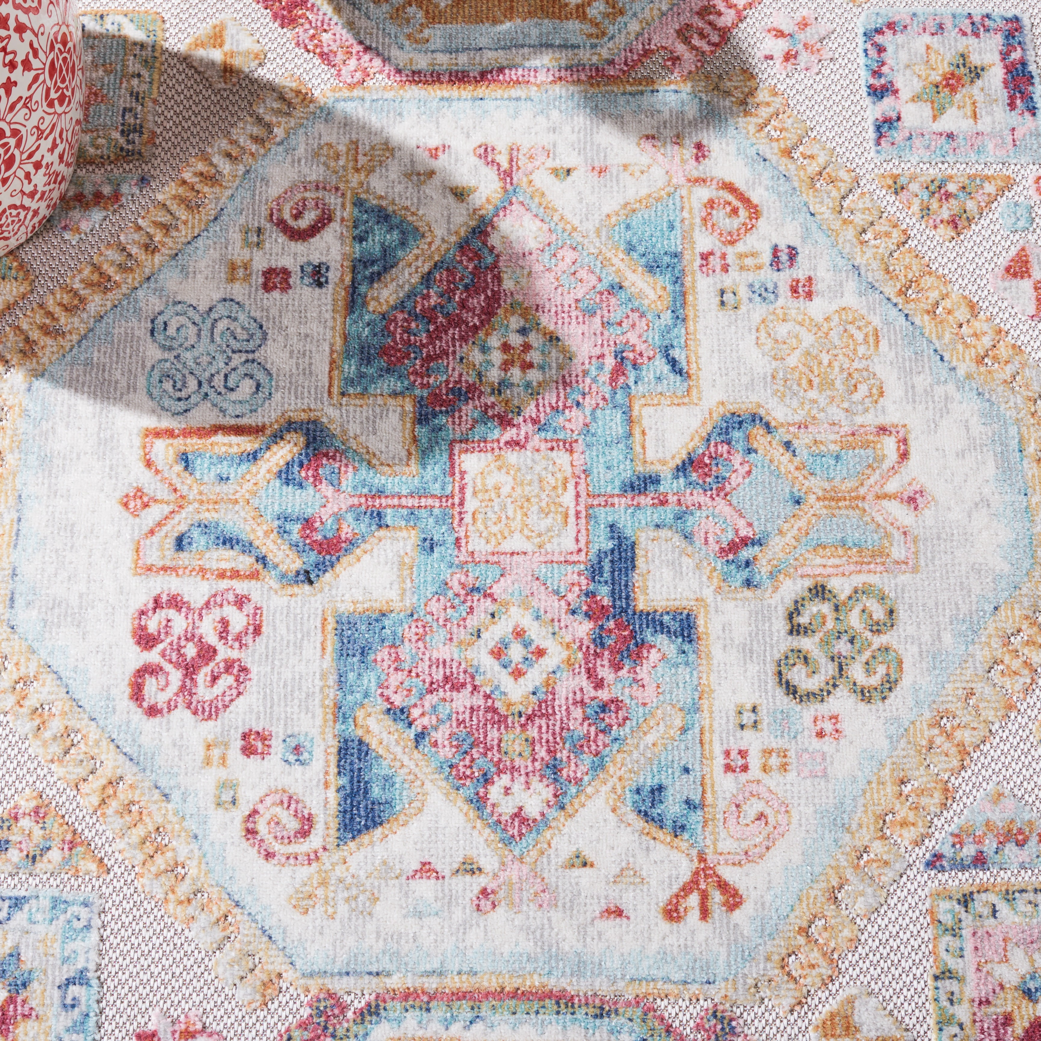 SAFAVIEH Cabana Clark Medallion Indoor/Outdoor Area Rug, Rust/Blue/Ivory, 4' x 6'