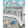 thumbnail image 3 of Twin Quilt Bedding Set, Blue Beach Coastal Reversible Summer Quilt 3 Pieces, Nautical Shell Starfish Coral Summer Lightweight Bedspreads Coverlets with 2 Pillow Shams for All Seasons, 3 of 5