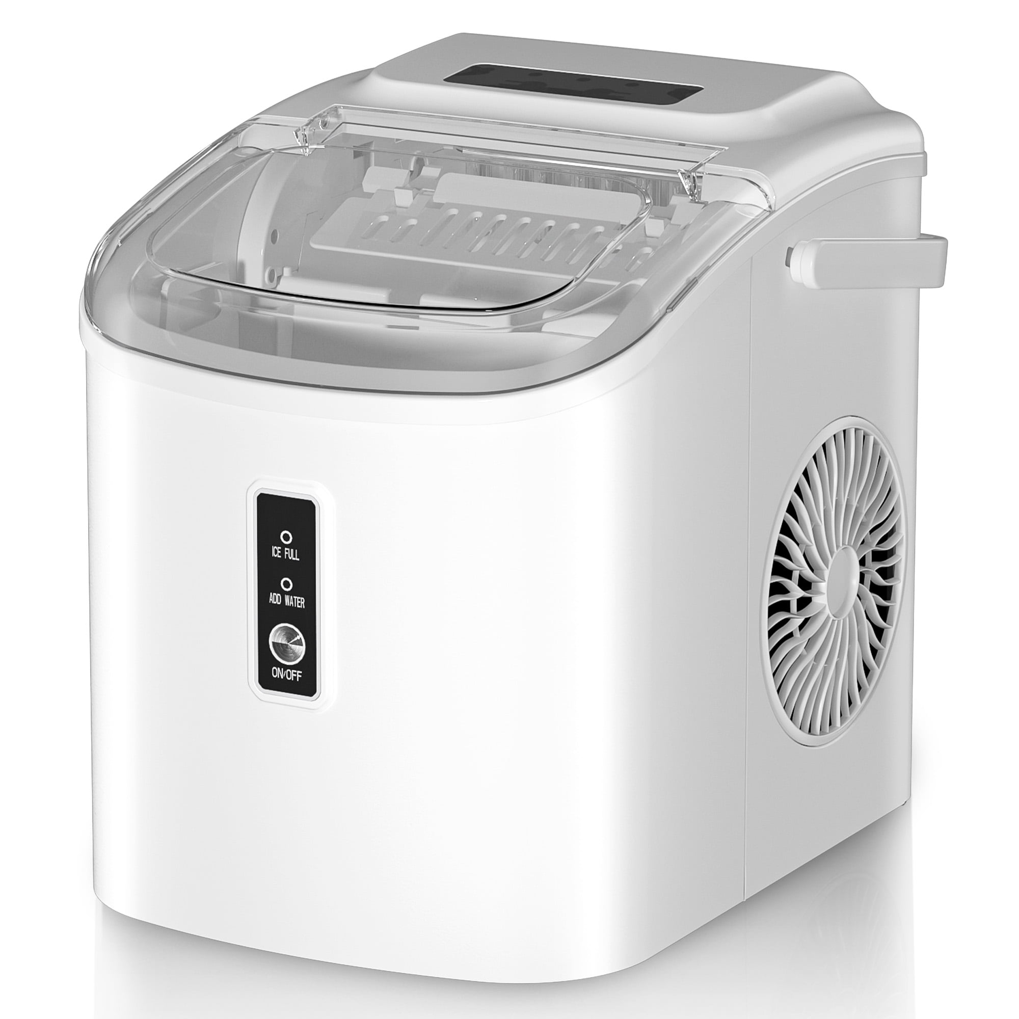 Simzlife Countertop Ice Maker with Handle,Portable Ice Machine with Basket and Scoop, 9 Bullet Ice In 6 Mins, 26Lbs/24H, Self-Cleaning