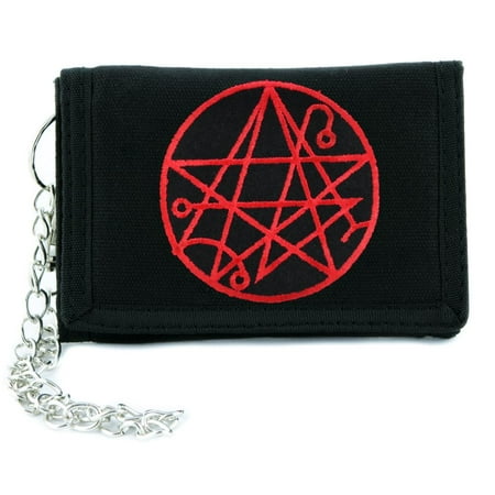 necronomicon gate alchemy symbol tri fold wallet w chain occult