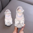 thumbnail image 2 of SGFCWSX Girls Princess Shoes Rhinestone Sequin Bow Pearl Decor Closed Toe Flat Dress Shoes for Wedding Daily Party Wear White Size 10 Toddler, 2 of 10