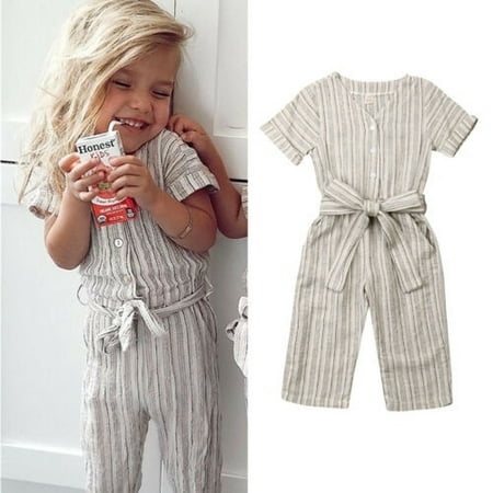 Toddler Kid Baby Girl Stripe Romper Jumpsuit Bodysuit Child Clothes ...