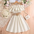 thumbnail image 2 of Bovxnpu Girls 2 Piece Outfits, Kids Girl Sleeveless Cami Tops and Half Skirt, Girls' Chiffon Dress Summer One Shoulder Camisole Half Skirt Set 11 Years, 2 of 8