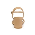 thumbnail image 2 of BLISSFUL STEP Women's Sandals Block Heels Slingback Buckle Woven Sandals Nude 7, 2 of 7