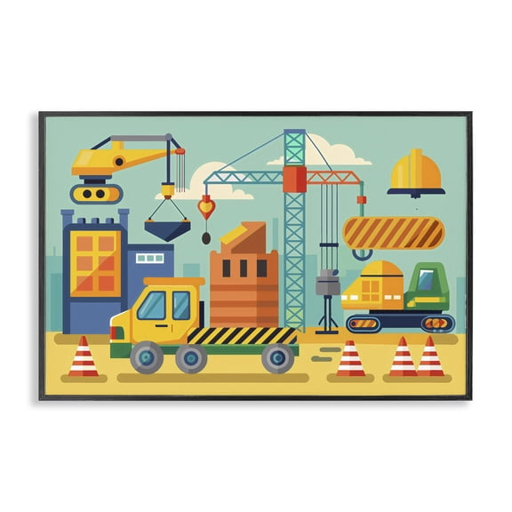 Stupell Industries Industrial Construction Site Black Framed Giclee Art, design by Creative Studio