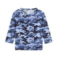 thumbnail image 4 of CLOISE Kids Shirts Boys 3/4 Sleeve Girls Toddler Crew Neck Tops Camouflage Casual Fashion Fall Winter Clothes Blue 3-12T, 4 of 6